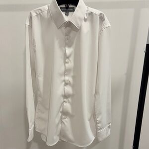 Michael Kors Men's Classic White Button-Front Dress Shirt